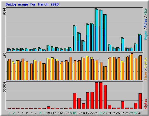 Daily usage for March 2025