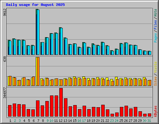 Daily usage for August 2025