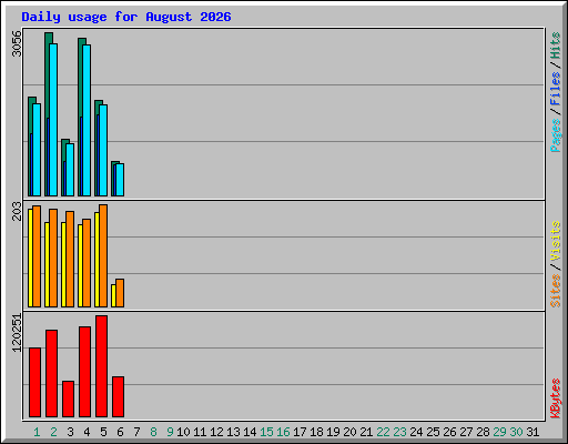 Daily usage for August 2026